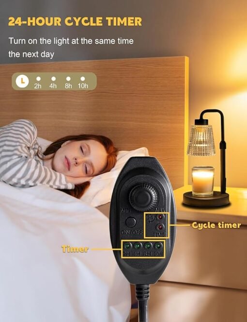 Candle Warmer Lamp with Timer Dimmable, for Mom, House Warming Gifts New Home Decor, Birthday Gifts for Women Mom, Wax Warmer Lamp for Jar Candles with 2 Bulbs - Image 4